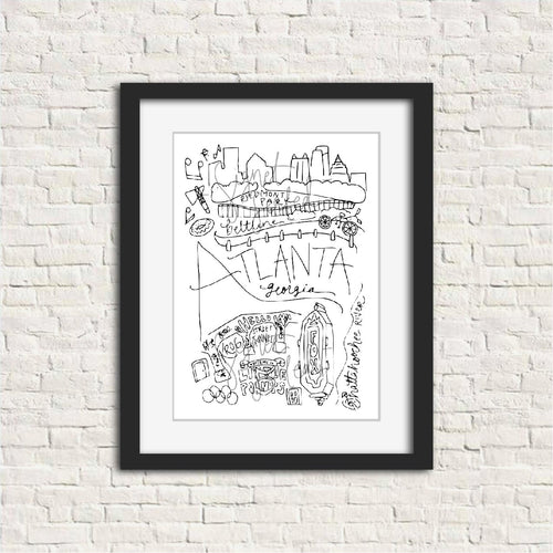 Atlanta Black and White Digital Download Art Print