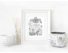 Load image into Gallery viewer, Blacksburg, Virginia Black and White Digital Download Art Print