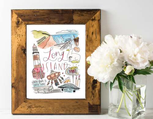 Long Island, NY Art Print | OK Watercolor Art Print | North Shore South Shore Montauk