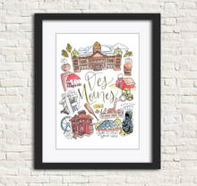 Load image into Gallery viewer, Des Moines, IA Art Print | Iowa Watercolor Art Print | Wall Hanging Artwork Decor