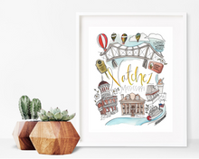 Load image into Gallery viewer, Natchez, MS Art Print | Mississippi Watercolor Art Print | Wall Hanging Artwork Decor 5x7 8x10 11x14