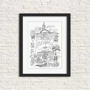 Annapolis Black and White Digital Download Art Print