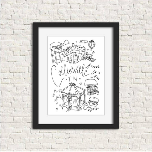 Collierville Black and White Digital Download Art Print