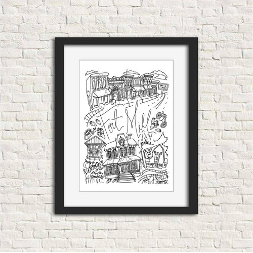 Fort Mill Black and White Digital Download Art Print