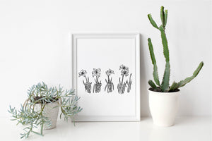 [PRINTABLE] Black and White Minimal Lilies Digital Download Art Print