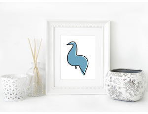 [PRINTABLE] Minimal Blue Bird Digital Download Art Print
