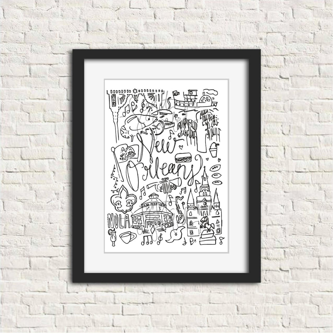 New Orleans Black and White Digital Download Art Print