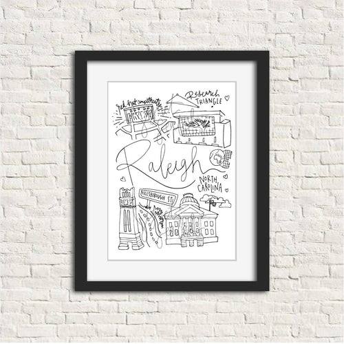 Raleigh Black and White Digital Download Art Print