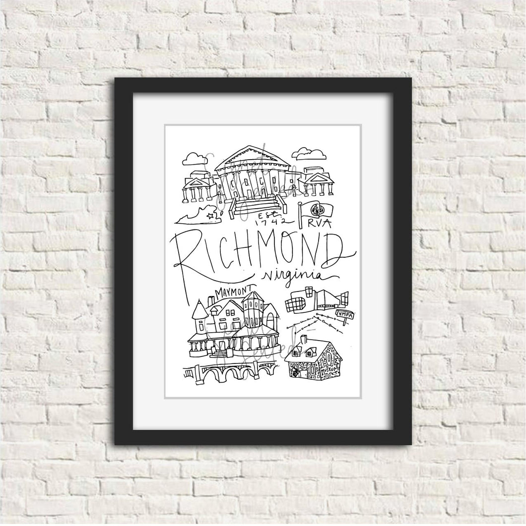 Richmond Black and White Digital Download Art Print